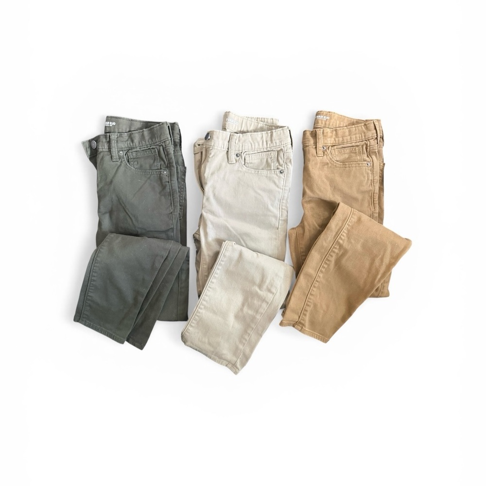 Boy’s Slim Straight Pants in Tan, Cream & Olive - Picture 3 of 4